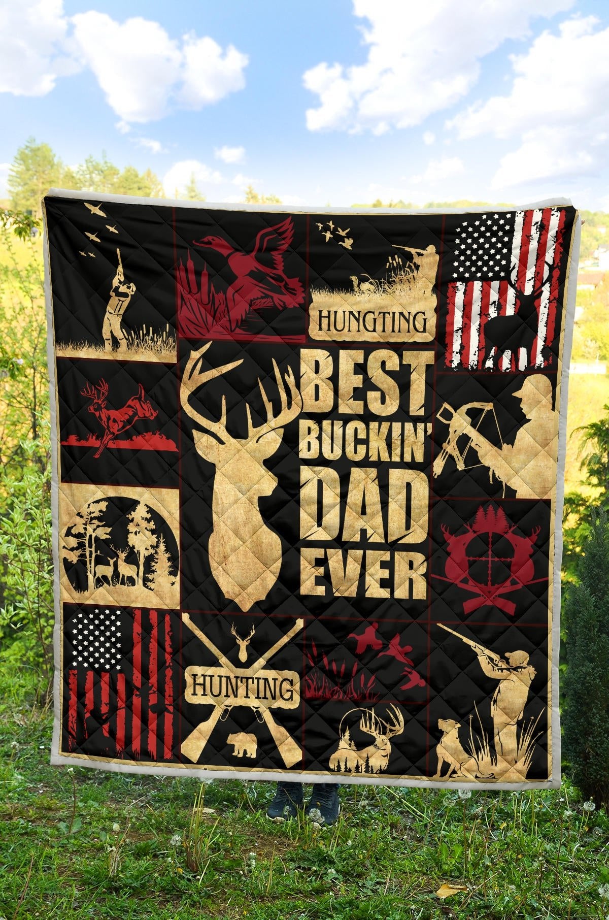Hunting Best Bucking' Papa Ever Premium Quilt - Carbone's Marketplace
