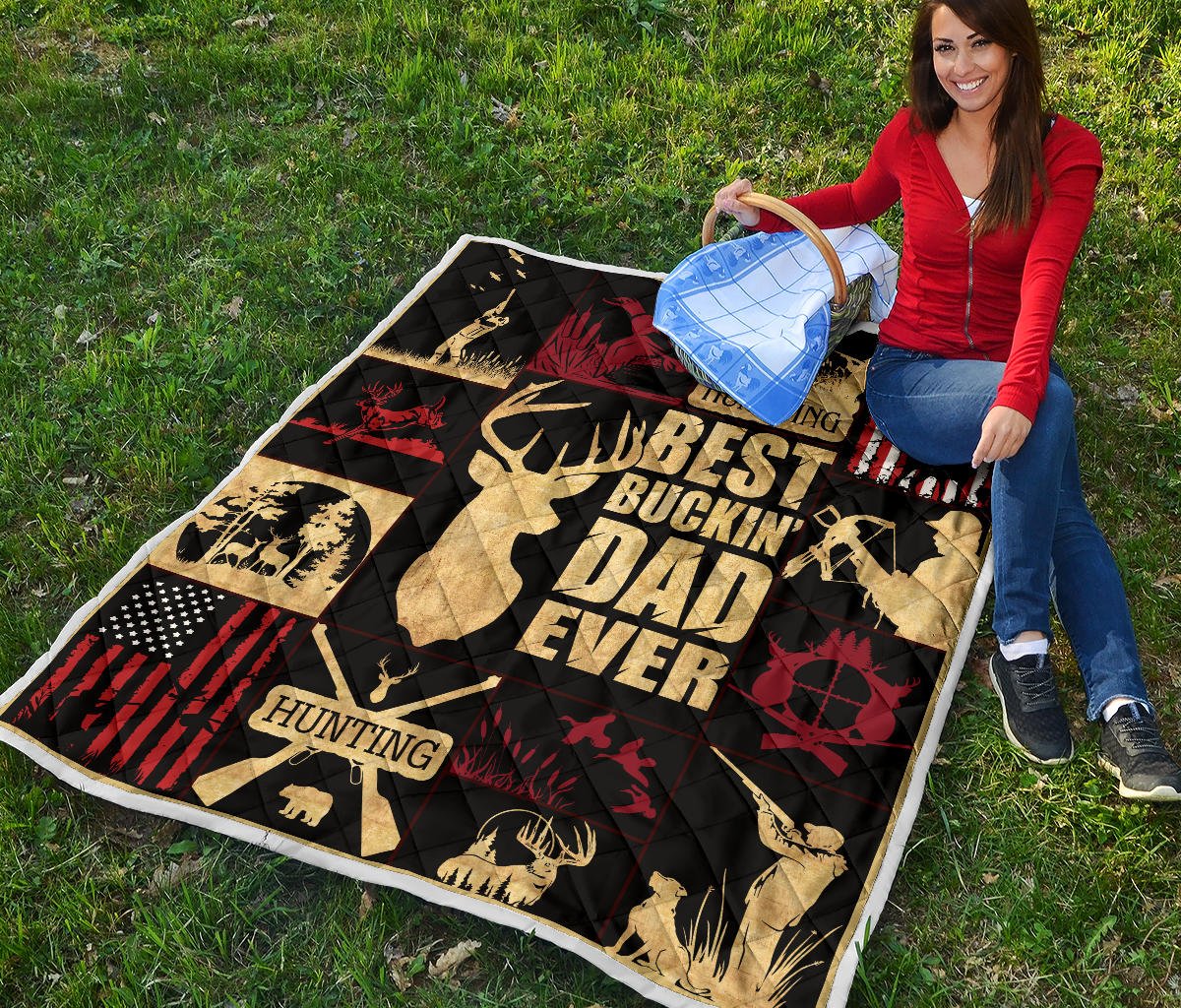 Hunting Best Bucking' Papa Ever Premium Quilt - Carbone's Marketplace