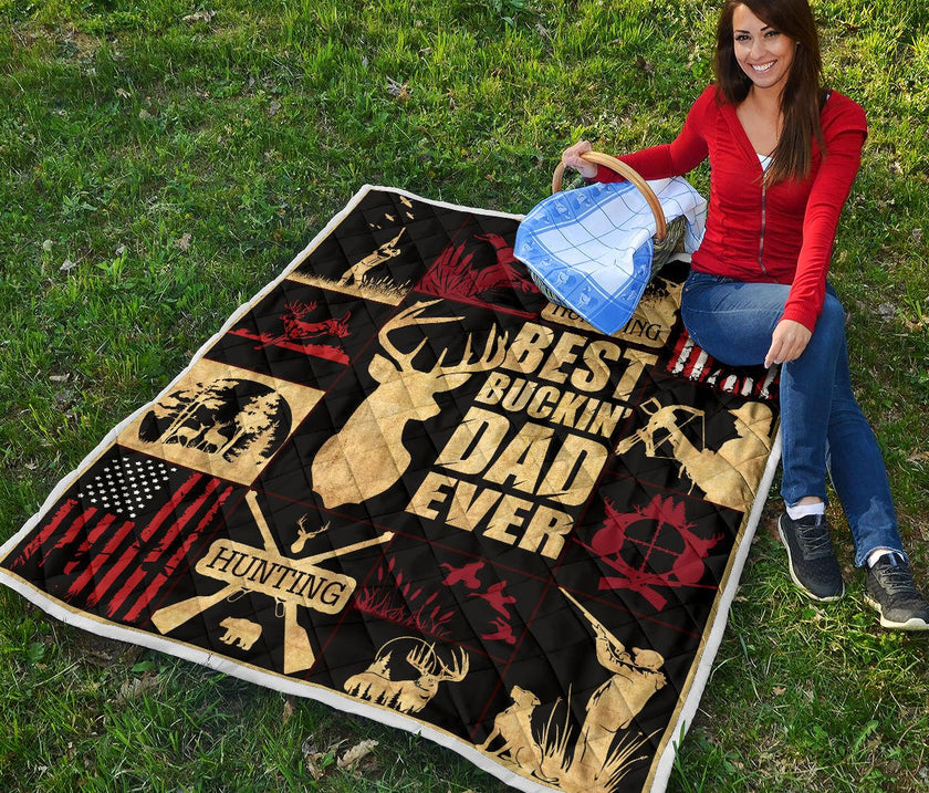 Hunting Best Bucking' Papa Ever Premium Quilt - Carbone's Marketplace