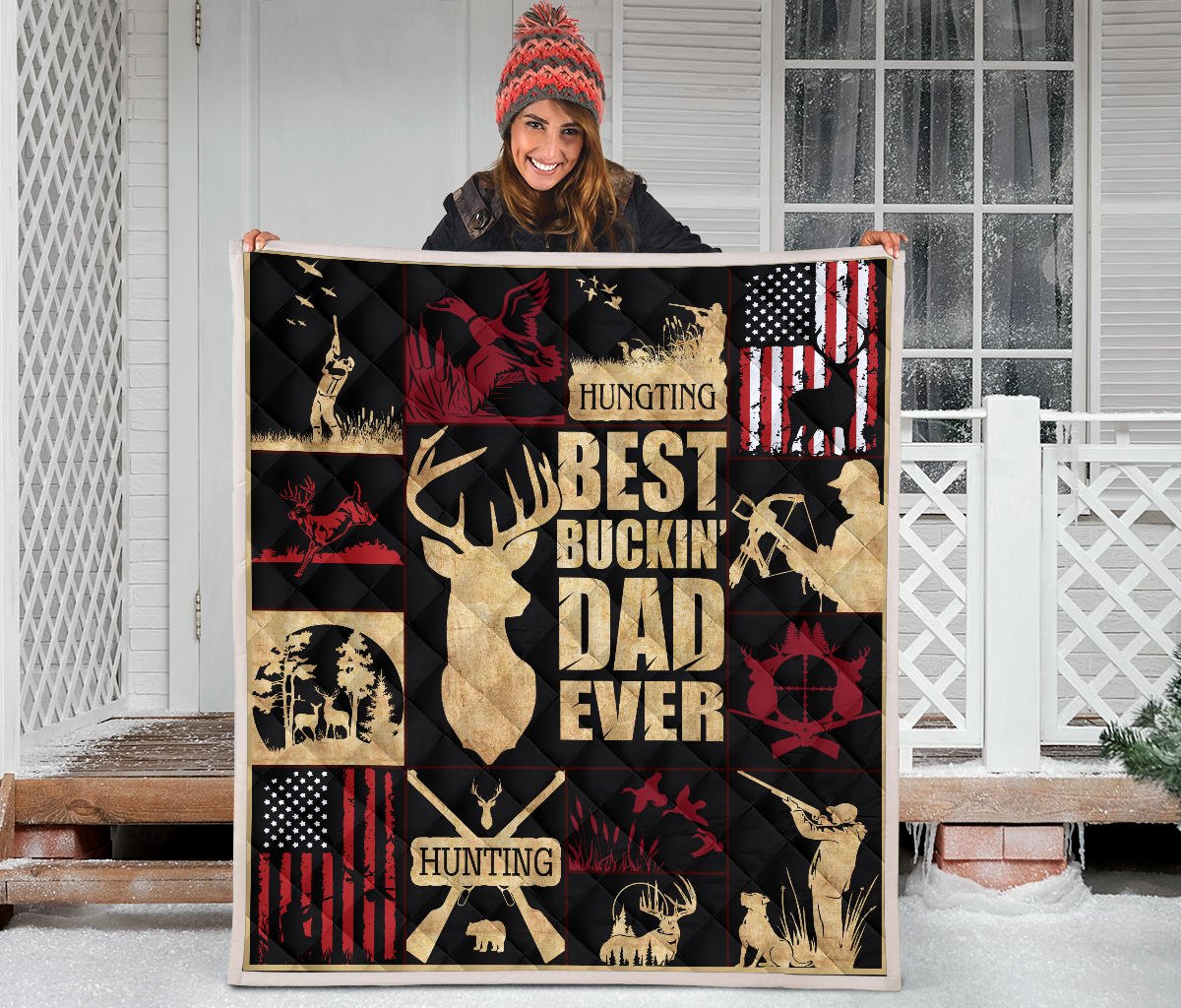 Hunting Best Bucking' Papa Ever Premium Quilt - Carbone's Marketplace