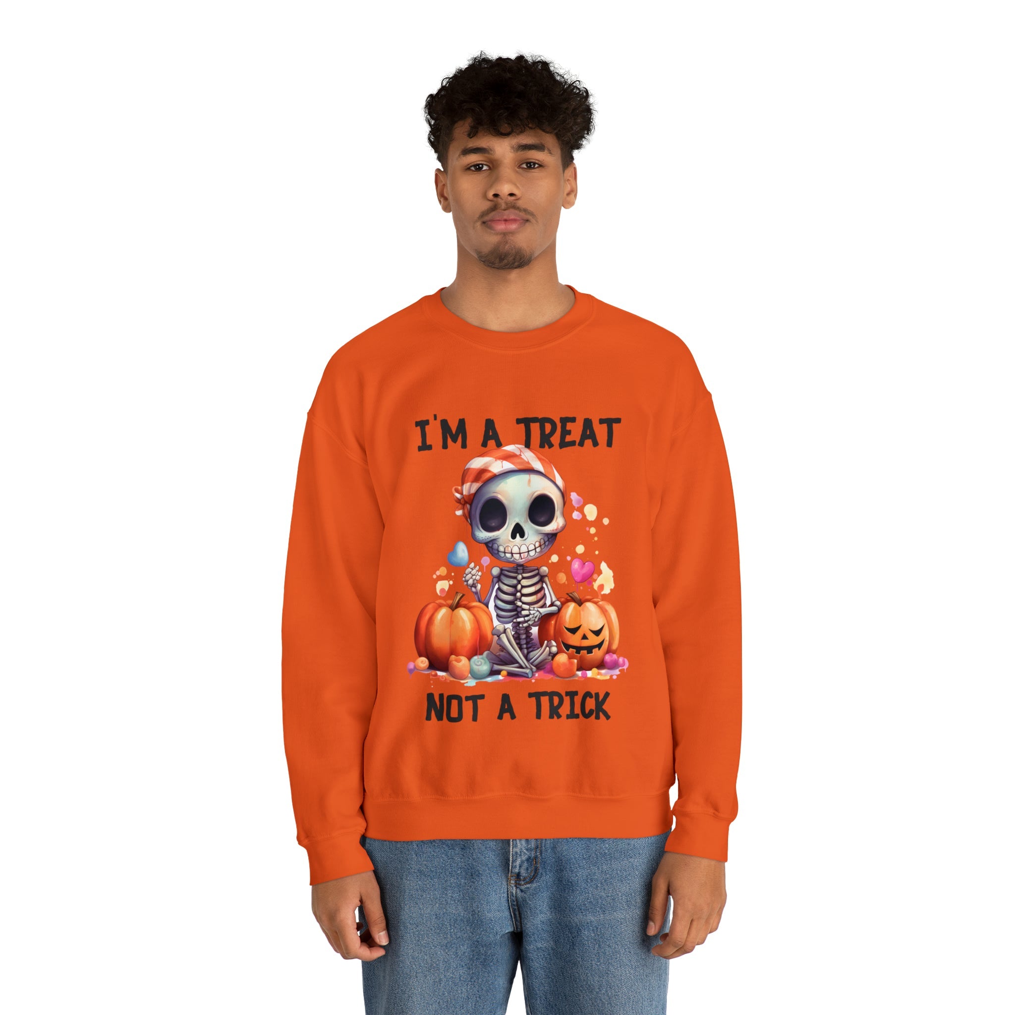 I'm A Treat Not A Trick- Halloween Crewneck Sweatshirt - Carbone's Marketplace