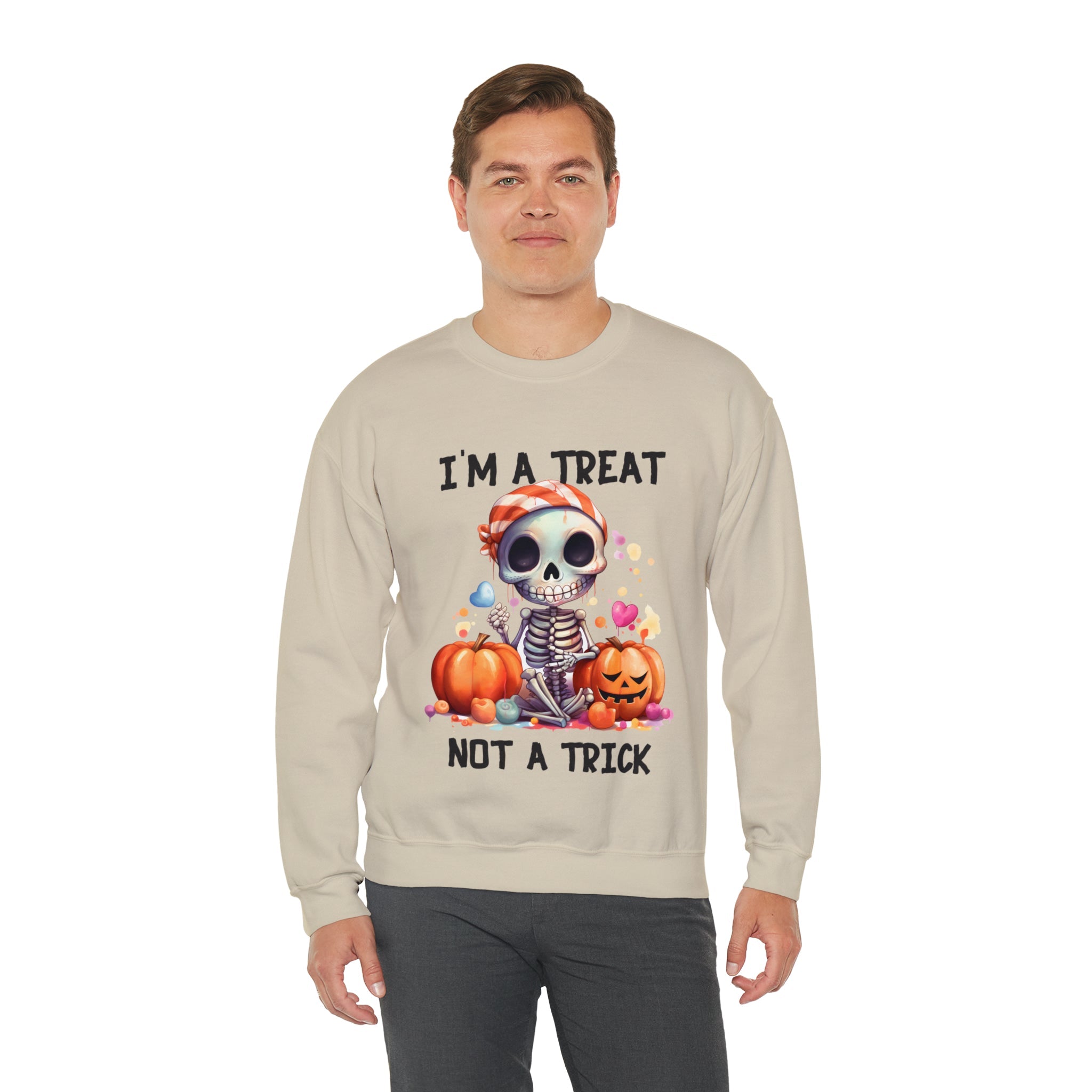 I'm A Treat Not A Trick- Halloween Crewneck Sweatshirt - Carbone's Marketplace