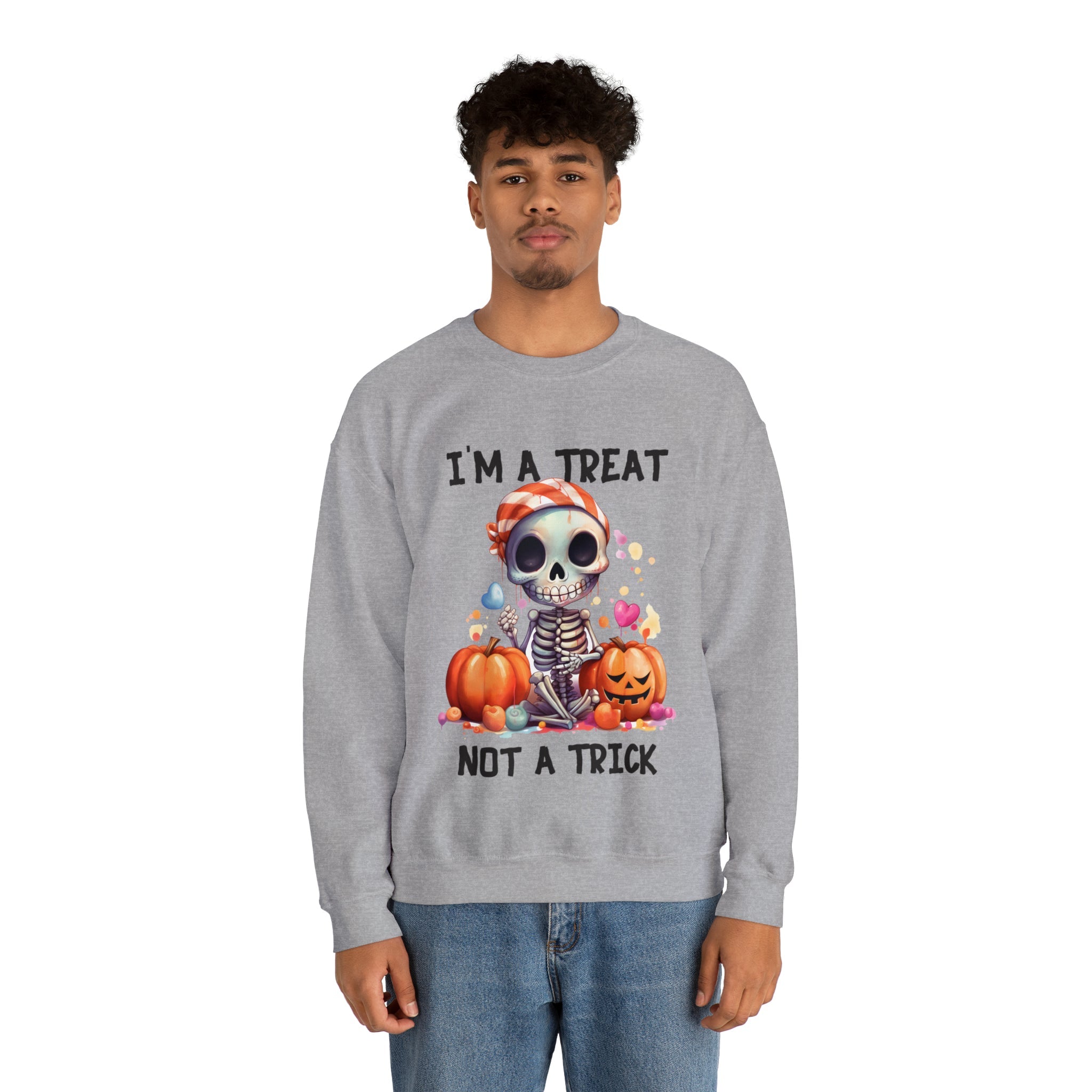 I'm A Treat Not A Trick- Halloween Crewneck Sweatshirt - Carbone's Marketplace