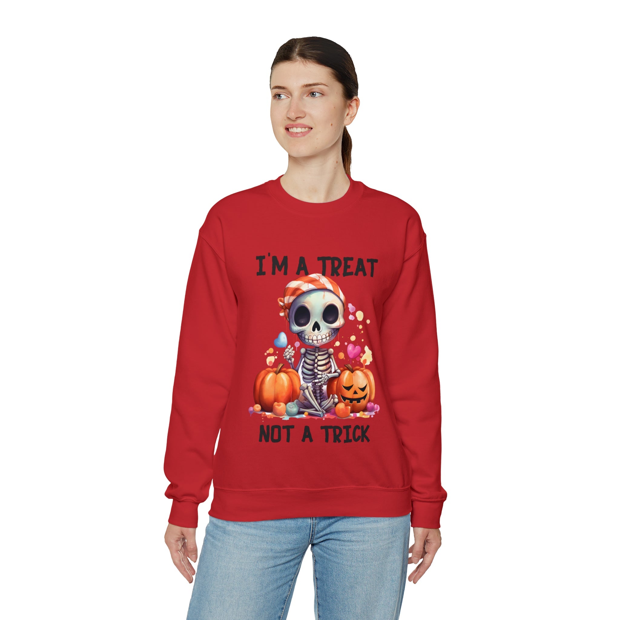 I'm A Treat Not A Trick- Halloween Crewneck Sweatshirt - Carbone's Marketplace