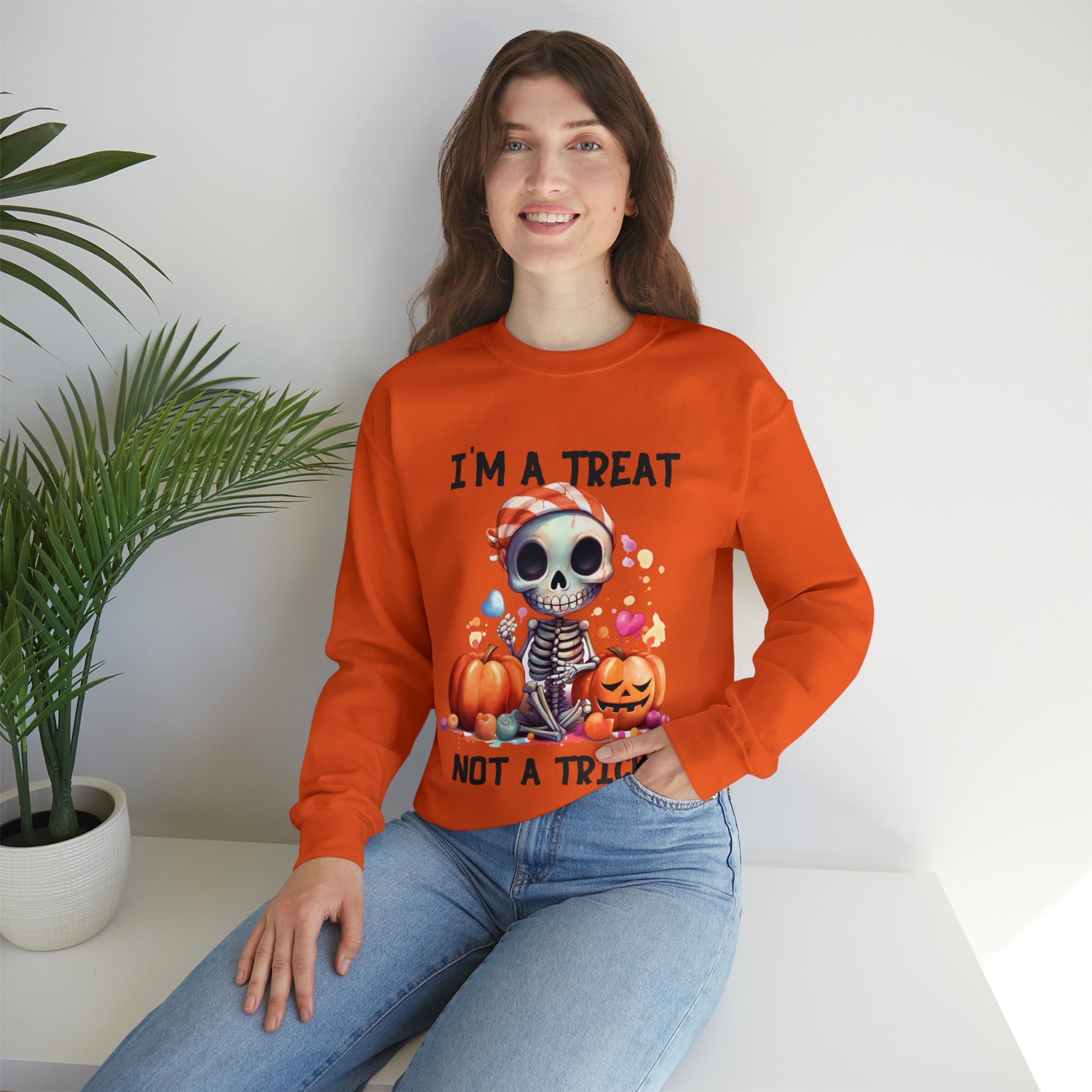 I'm A Treat Not A Trick- Halloween Crewneck Sweatshirt - Carbone's Marketplace