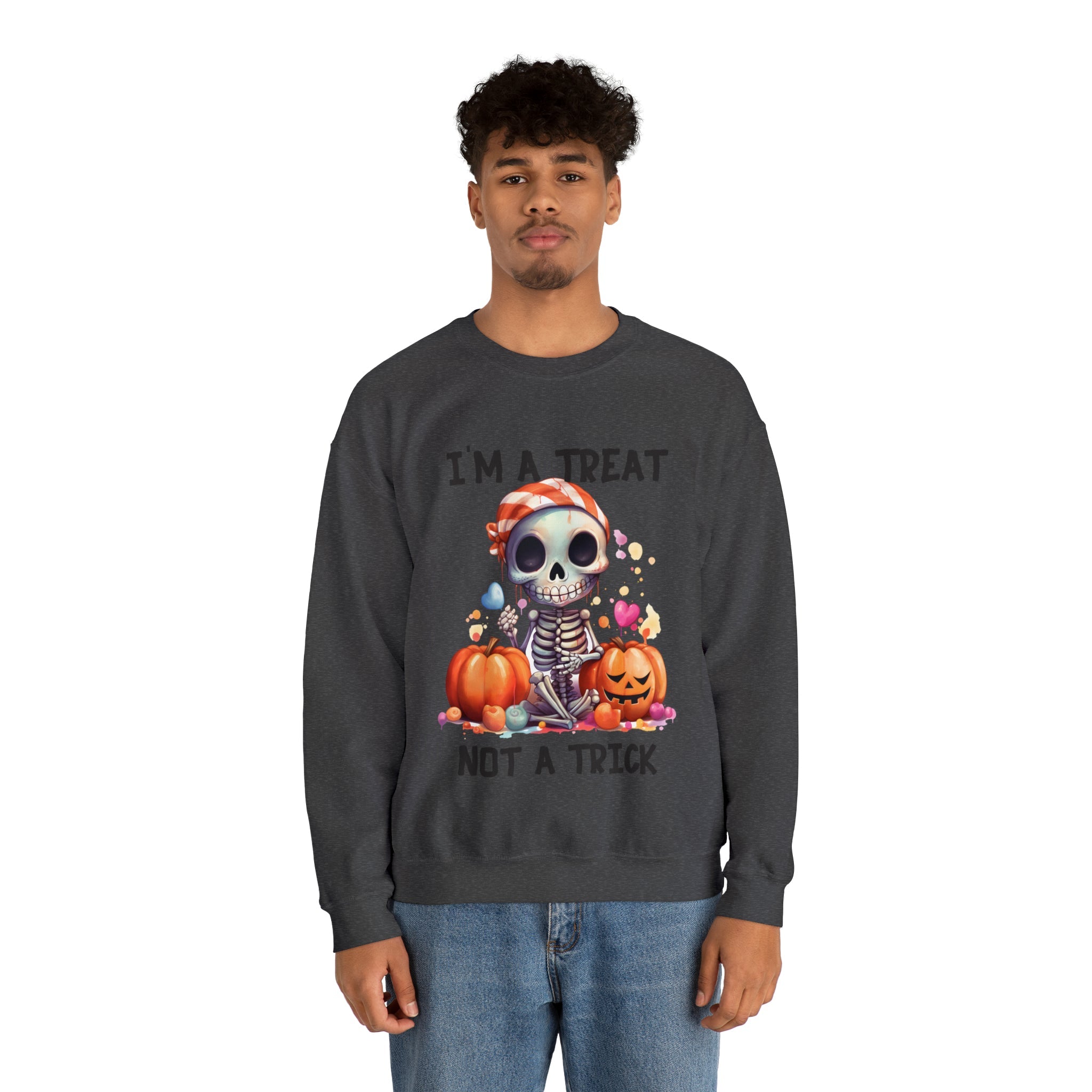 I'm A Treat Not A Trick- Halloween Crewneck Sweatshirt - Carbone's Marketplace