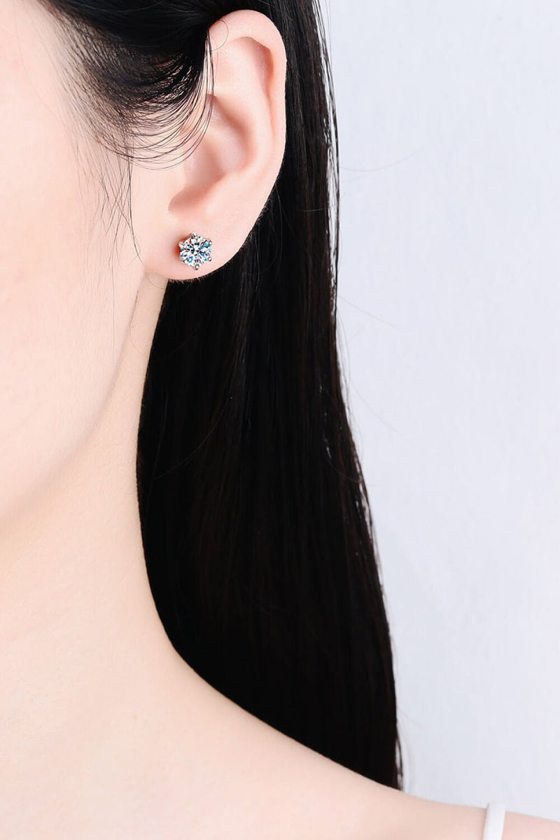 Inlaid Moissanite Stud Earrings - Carbone&