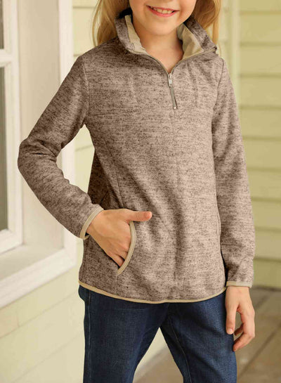 Kids Quarter-Zip Collar Sweatshirt with Kangaroo Pocket - Carbone's Marketplace