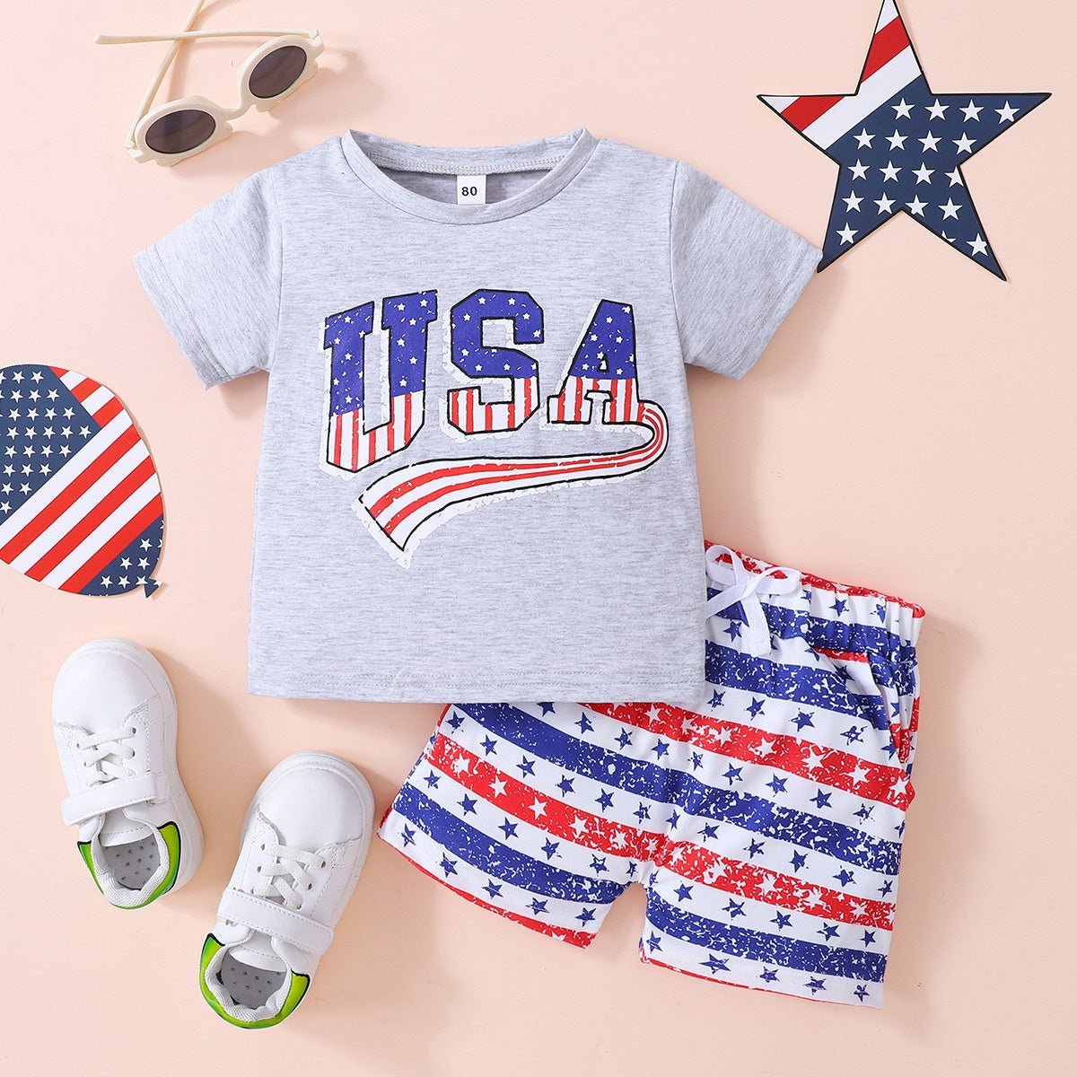 Kids USA Graphic Tee and Star and Stripe Shorts Set - Carbone's Marketplace