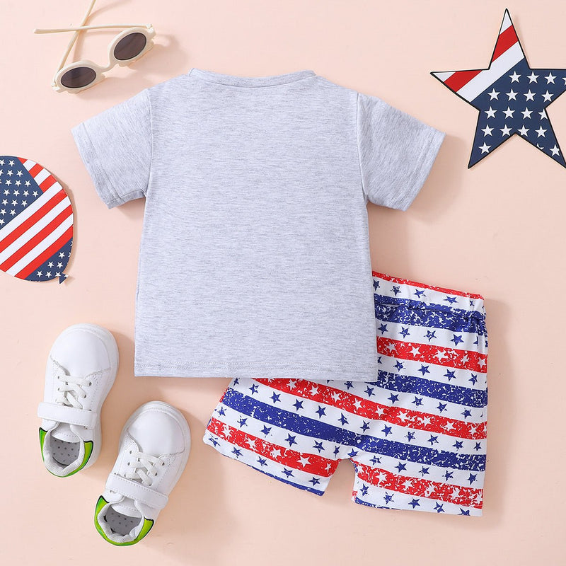 Kids USA Graphic Tee and Star and Stripe Shorts Set - Carbone&