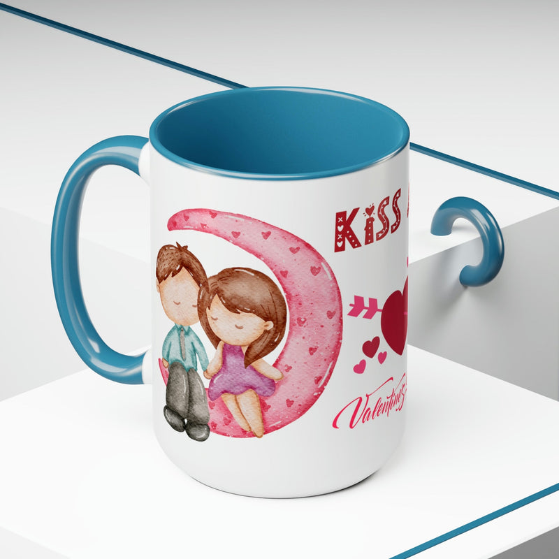 Kiss Me Valentines Mug, 11oz. Valentines Mug, Heart Valentine, Love Valentine. - Carbone&