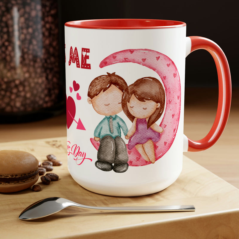 Kiss Me Valentines Mug, 11oz. Valentines Mug, Heart Valentine, Love Valentine. - Carbone&