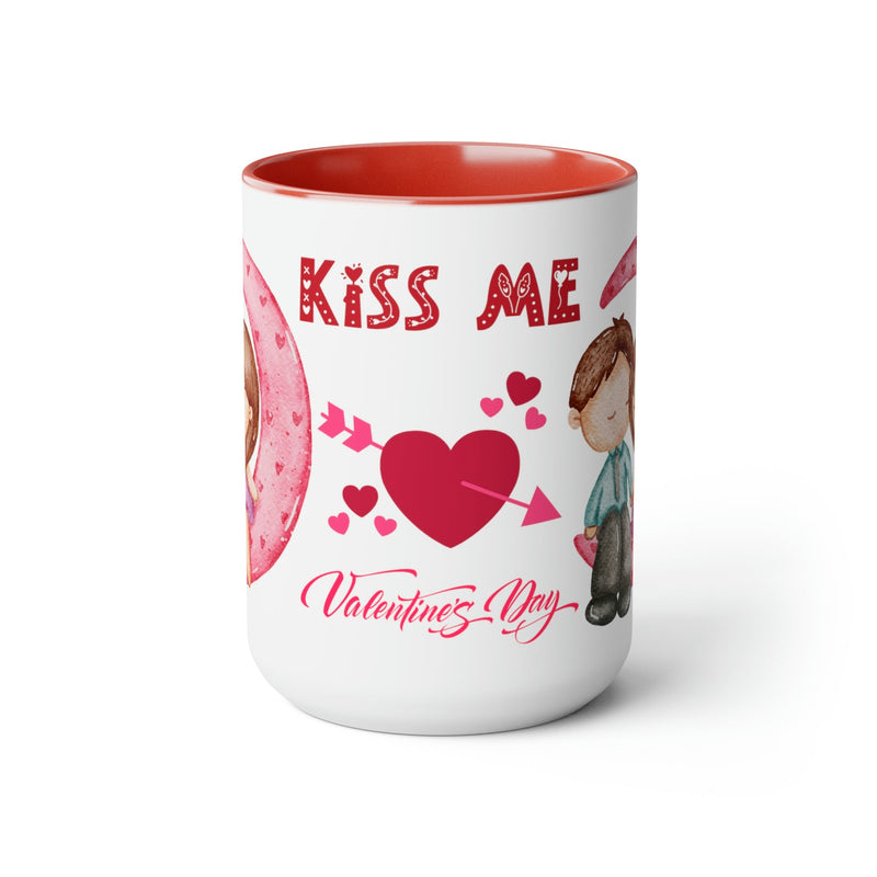 Kiss Me Valentines Mug, 11oz. Valentines Mug, Heart Valentine, Love Valentine. - Carbone&