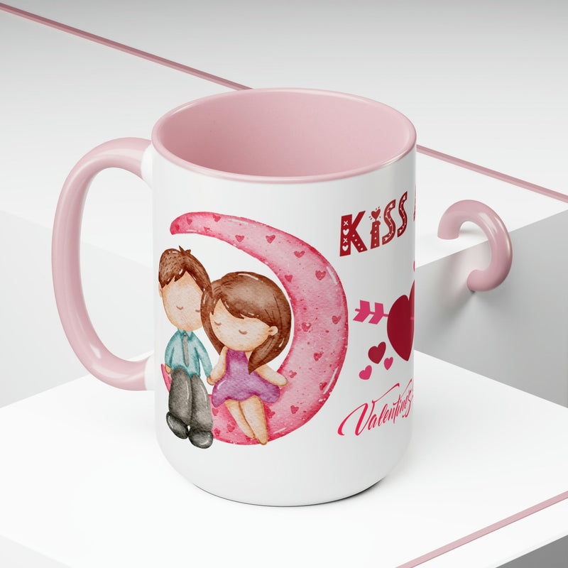 Kiss Me Valentines Mug, 11oz. Valentines Mug, Heart Valentine, Love Valentine. - Carbone&