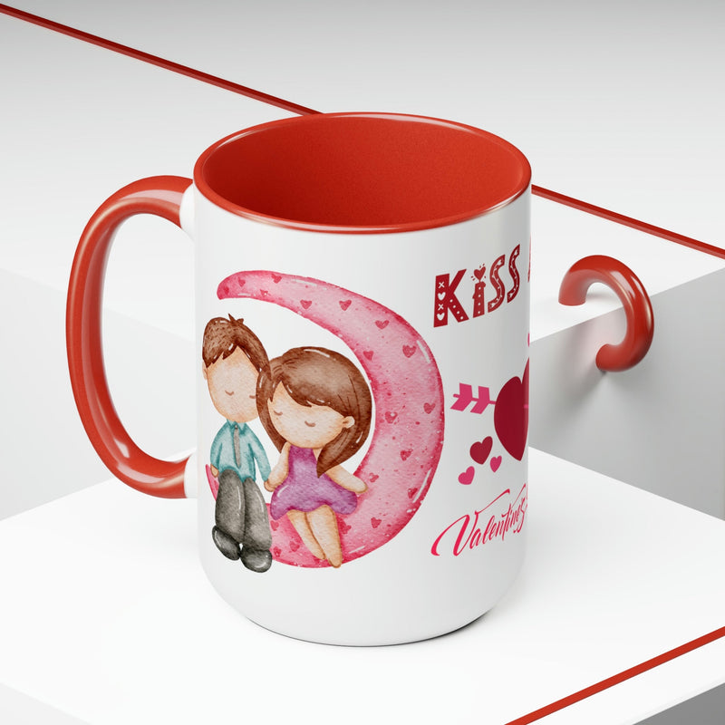 Kiss Me Valentines Mug, 11oz. Valentines Mug, Heart Valentine, Love Valentine. - Carbone&