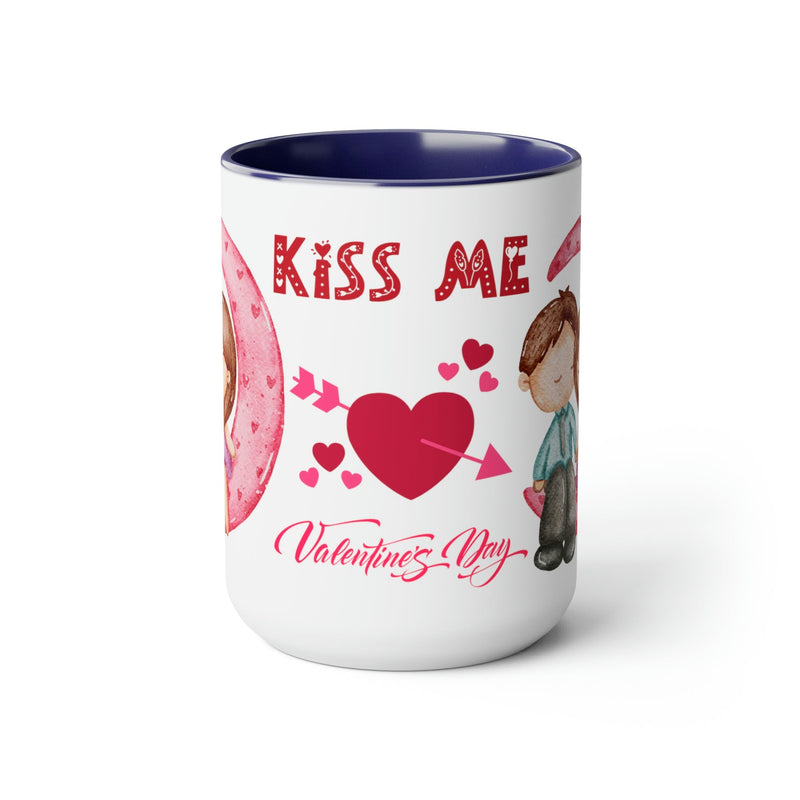 Kiss Me Valentines Mug, 11oz. Valentines Mug, Heart Valentine, Love Valentine. - Carbone&