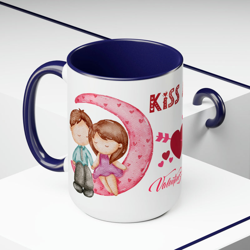 Kiss Me Valentines Mug, 11oz. Valentines Mug, Heart Valentine, Love Valentine. - Carbone&