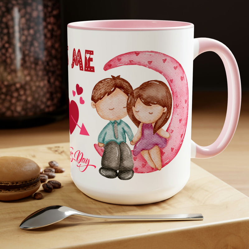 Kiss Me Valentines Mug, 11oz. Valentines Mug, Heart Valentine, Love Valentine. - Carbone&