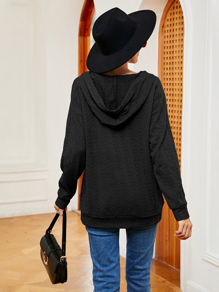 Lace-Up Long Sleeve Hoodie - Carbone's Marketplace