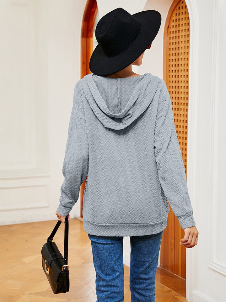 Lace-Up Long Sleeve Hoodie - Carbone's Marketplace