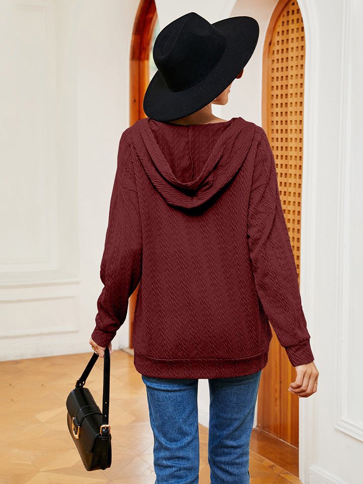 Lace-Up Long Sleeve Hoodie - Carbone's Marketplace