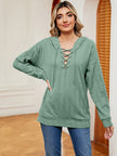 Lace-Up Long Sleeve Hoodie - Carbone's Marketplace