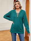 Lace-Up Long Sleeve Hoodie - Carbone's Marketplace