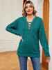 Lace-Up Long Sleeve Hoodie - Carbone's Marketplace