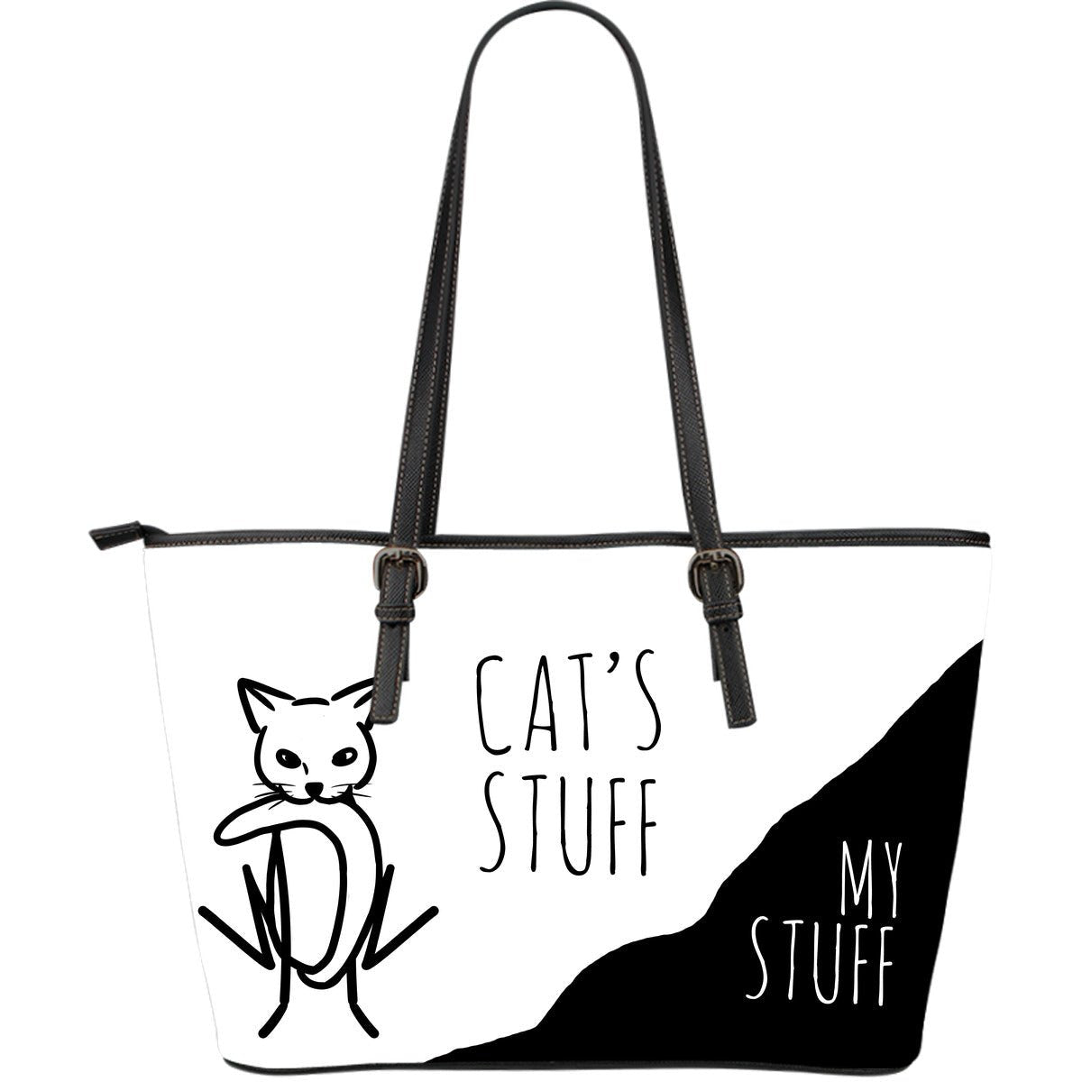 Leather Tote - Cat's Stuff | My Stuff 2 - White - Carbone's Marketplace