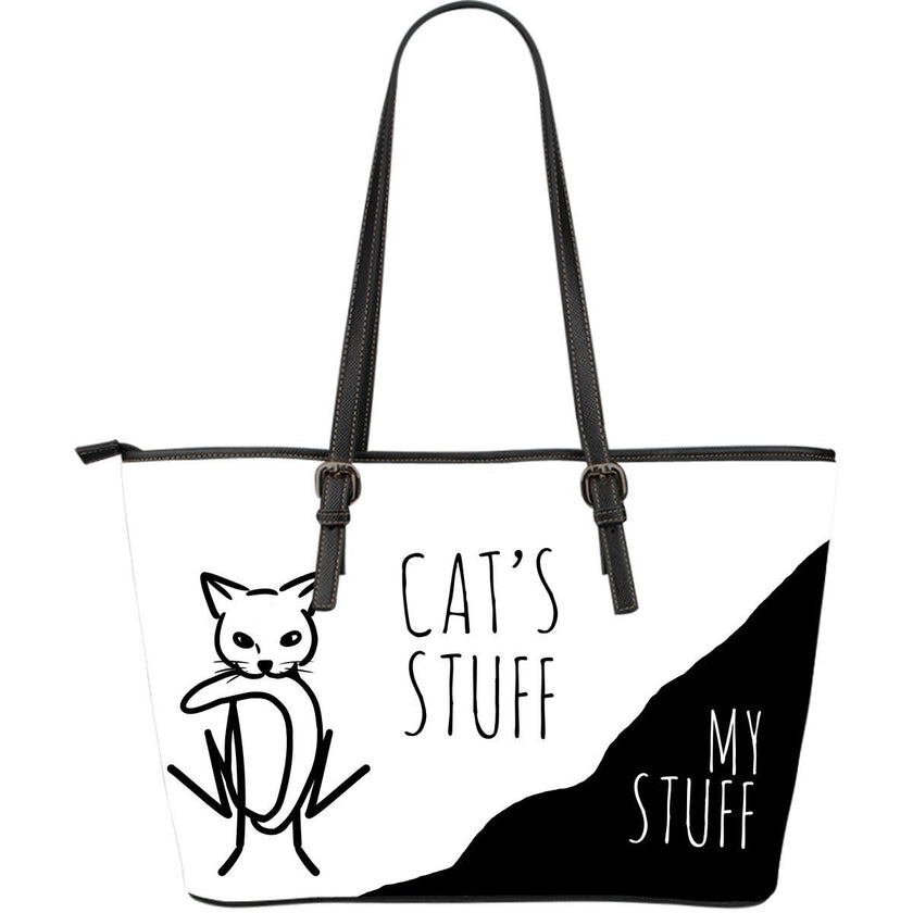 Leather Tote - Cat's Stuff | My Stuff 2 - White - Carbone's Marketplace