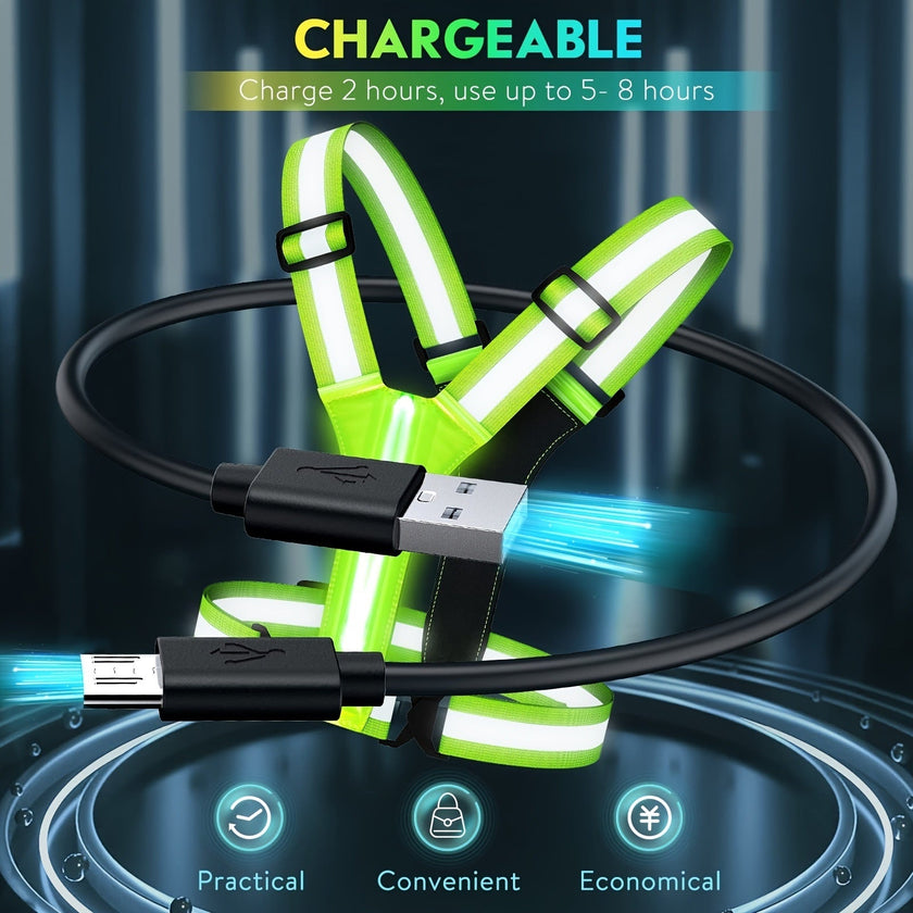 Led Light Up Running Vest Reflective For Walking At Night; High Visibility Gear Rechargeable Adjustable For Runners Walkers Men And Women - Carbone's Marketplace