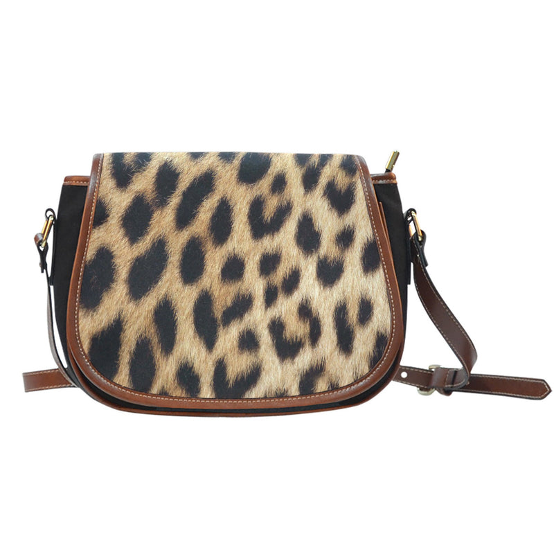 Leopard Fur Print Ladies Saddle Handbag - Carbone&