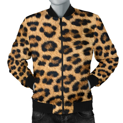 Leopard Fur Print Mens Bomber Jacket - Carbone's Marketplace
