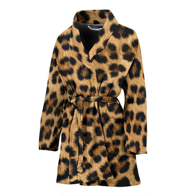 Leopard Fur Print Women's Bathrobe - Carbone's Marketplace