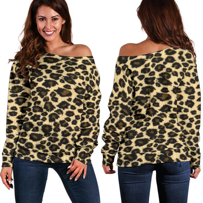 Leopard Pattern Off Shoulder Sweater - Carbone's Marketplace