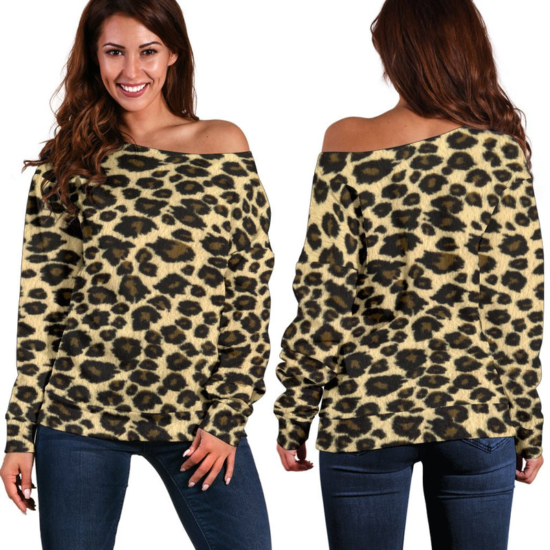 Leopard Pattern Off Shoulder Sweater - Carbone&