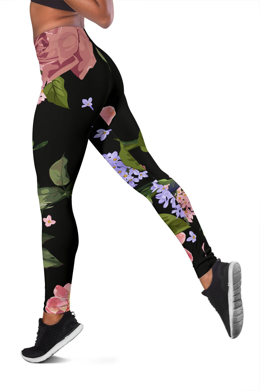 Lilac Roses | Black Leggings - Carbone's Marketplace