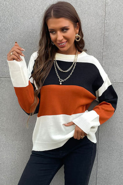 Longing For Fall Color Block Sweater - Carbone's Marketplace
