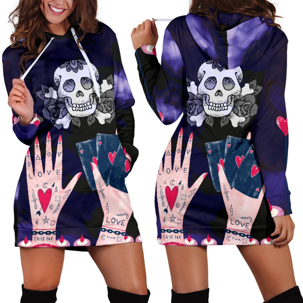 Love Ink Hoodie Dress for Tattoo and Skull Lovers - Carbone's Marketplace