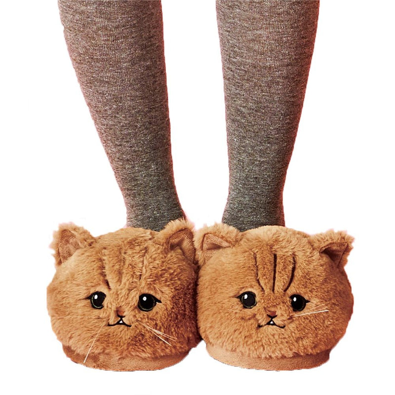 Lovely Plush Kitten Soft Slippers - Carbone&