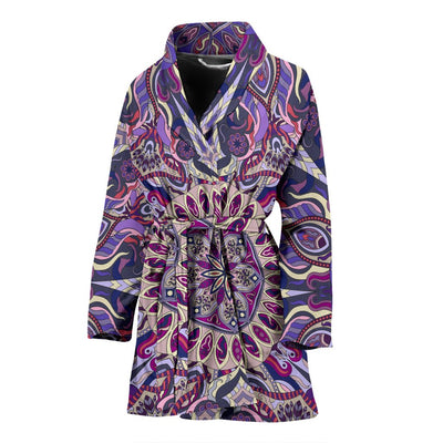 Luxury Colorful Violet Mandala Art Design Women's Bathrobe - Carbone's Marketplace