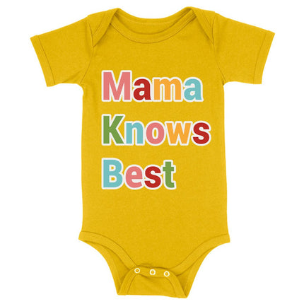 Mama Knows Best Baby Jersey Onesie - Colorful Baby Bodysuit - Cute Baby One-Piece - Carbone's Marketplace