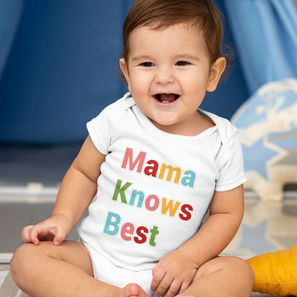 Mama Knows Best Baby Jersey Onesie - Colorful Baby Bodysuit - Cute Baby One-Piece - Carbone's Marketplace