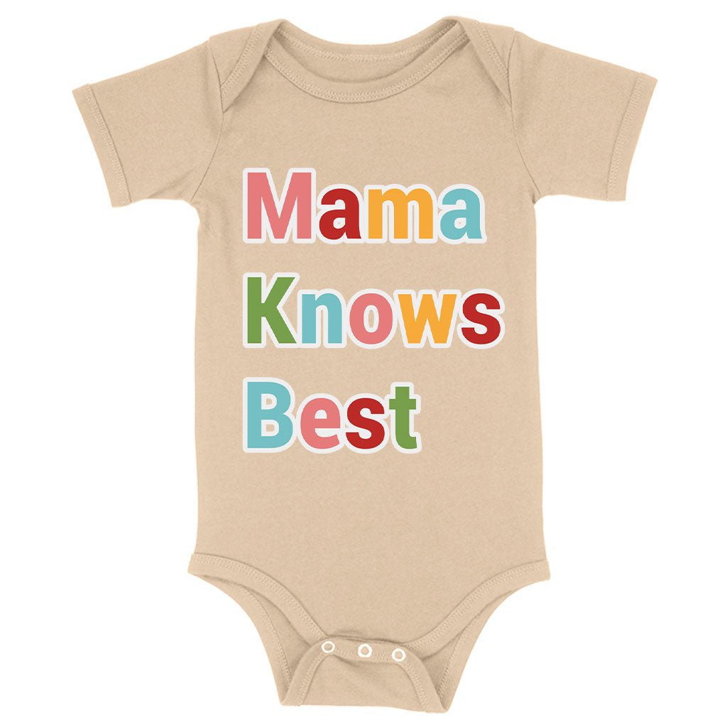 Mama Knows Best Baby Jersey Onesie - Colorful Baby Bodysuit - Cute Baby One-Piece - Carbone's Marketplace