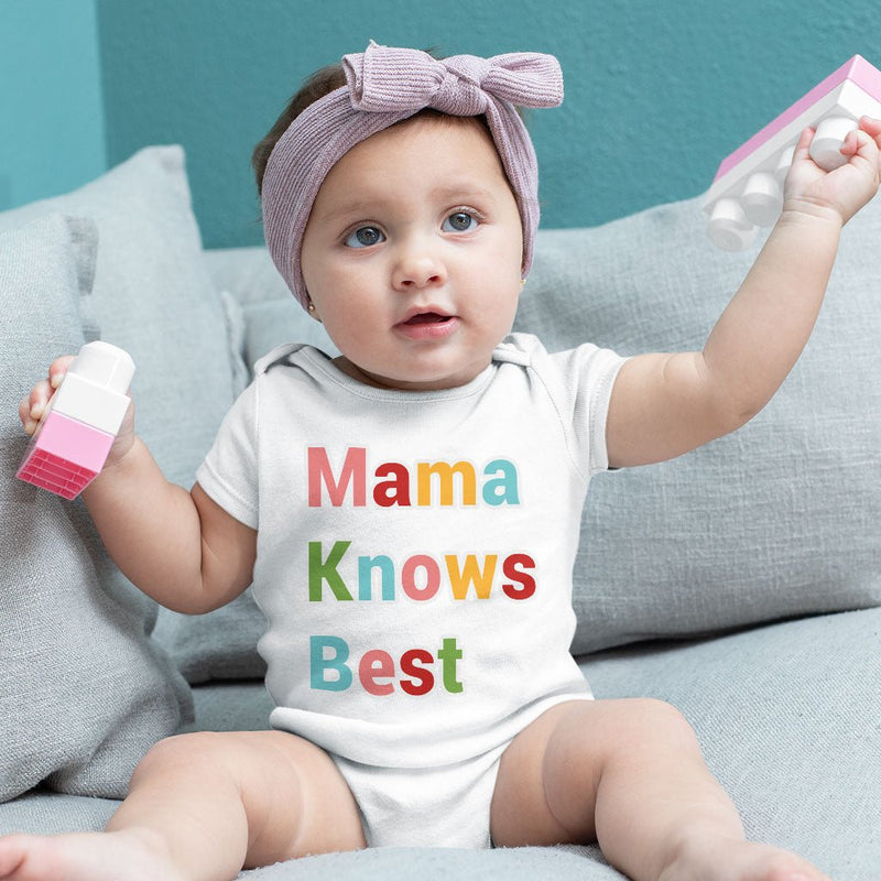 Mama Knows Best Baby Jersey Onesie - Colorful Baby Bodysuit - Cute Baby One-Piece - Carbone&
