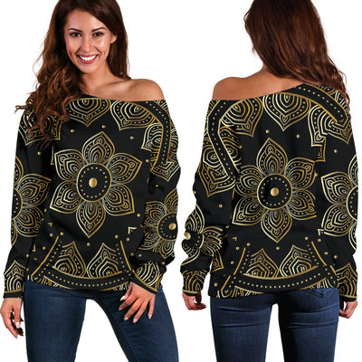 Mandala Vibes Women's Off Shoulder Sweater - Carbone's Marketplace