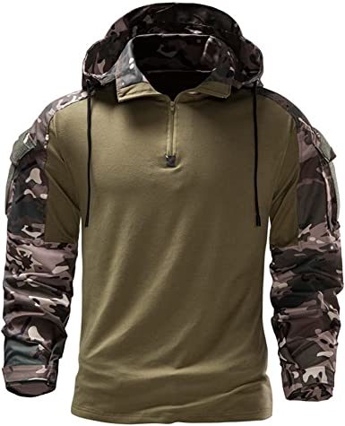 Men's Camouflage Army Tactical T-Shirts Military Shirts Long Sleeve Outdoor T-Shirts Athletic Hoodies - Carbone's Marketplace
