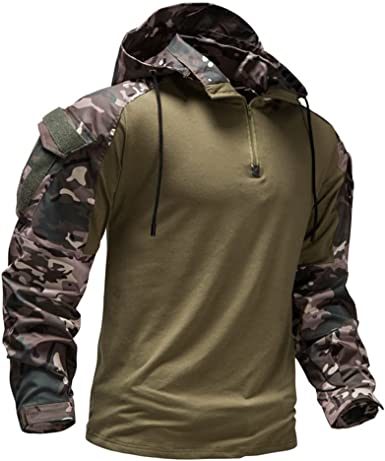 Men's Camouflage Army Tactical T-Shirts Military Shirts Long Sleeve Outdoor T-Shirts Athletic Hoodies - Carbone's Marketplace