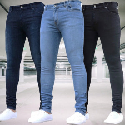 Men's Pants Retro Washing Zipper Stretch Jeans - Carbone's Marketplace