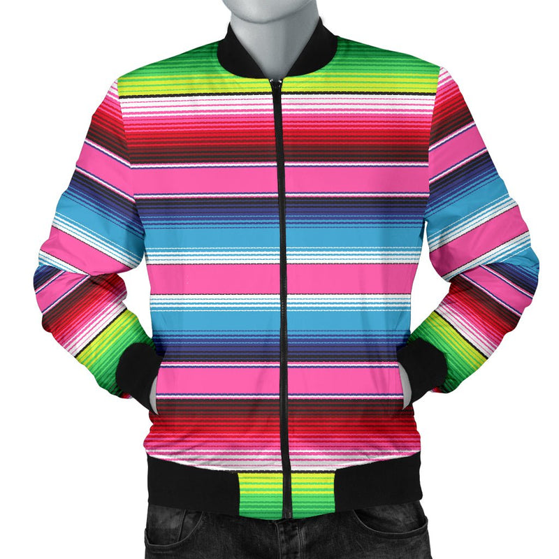 Mexican Stripe Mens Bomber Jacket - Carbone&